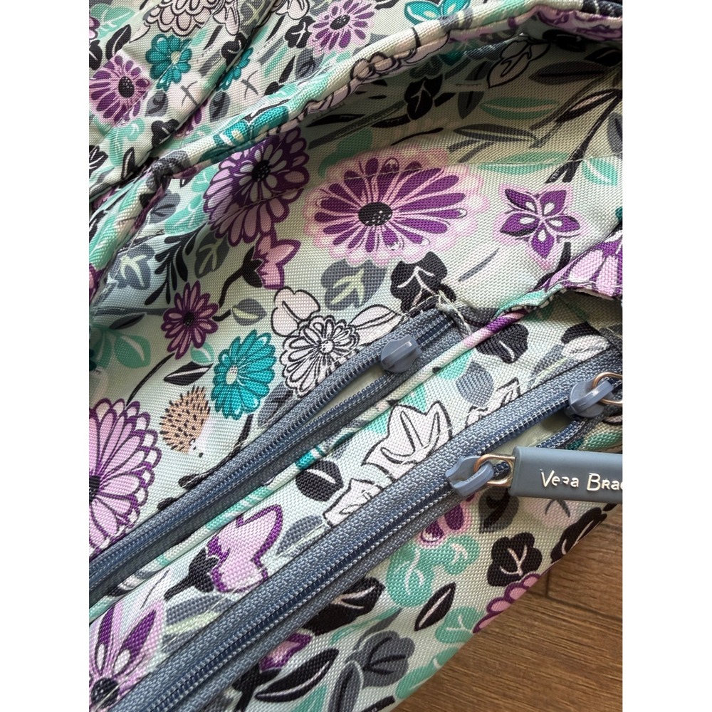 Vera Bradley Floral diaper bag Backpack Mint Purple Teal Canvas Multi-Pocket - Picture 7 of 16
